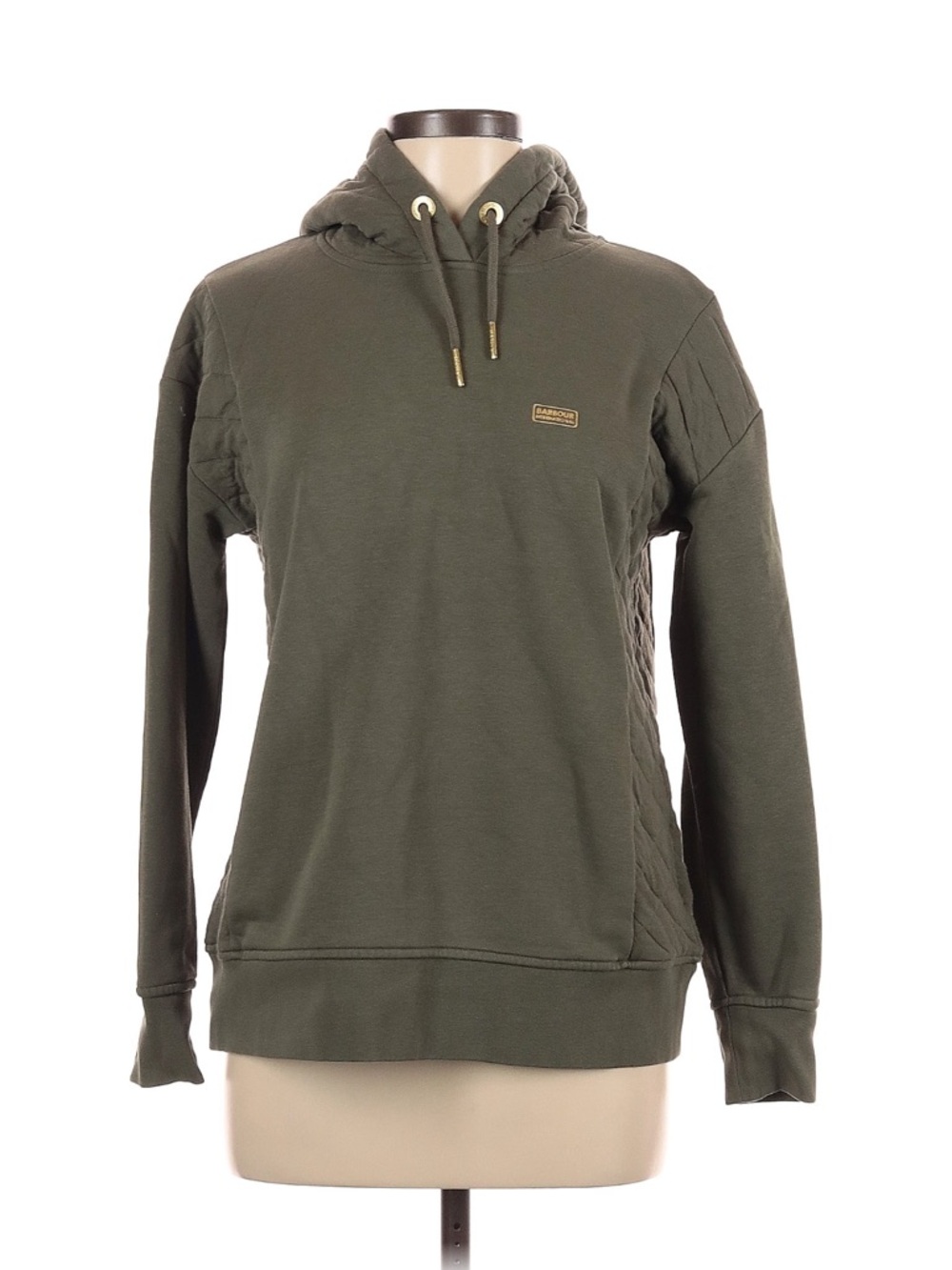 Barbour International Sarthe Overlayer Dusky Khaki Hoodie Sweatshirt Size 6 NWT